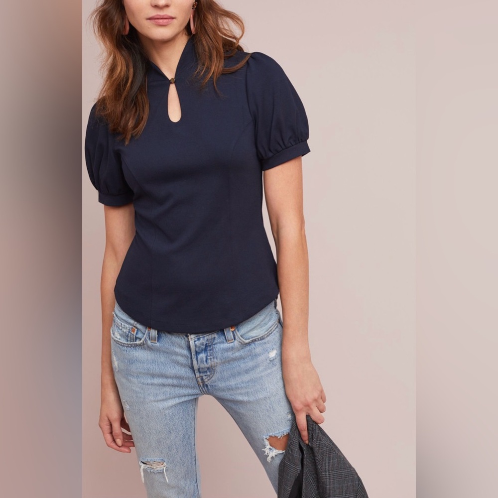 ANTHROPOLOGIE / ETT:TWA Gresham Top - Navy Blue - Sz XS